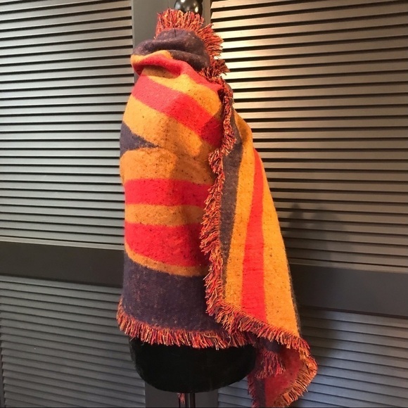 Collection Eighteen Color Blocked Wrap, Unique Shape & Colors, Fringed - Picture 3 of 14